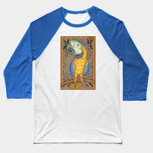 Beautiful African Blue & Gold Macaw on leafy Tapestry Baseball T-Shirt